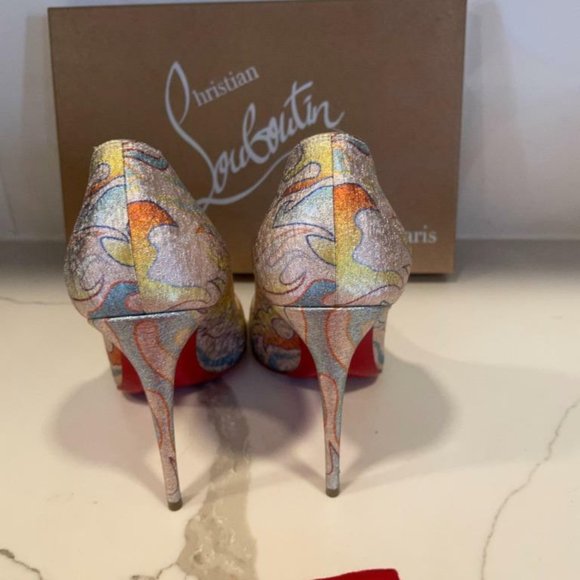 Christian Louboutin PIGALLE FOLLIES 100 Lurex Flame Pump Heel Shoes - Picture 6 of 11